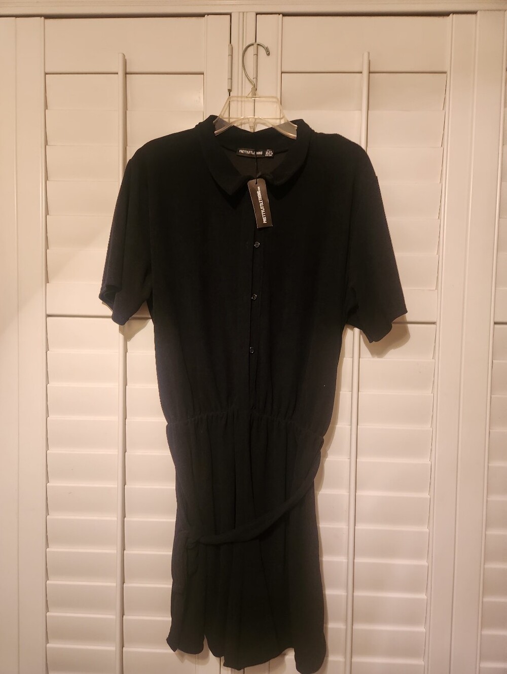 Brand New Black Collared Short Sleeve Dress